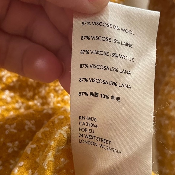 Anthropologie Mustard Yellow Embroidered Back Button Wool Blend Top Small - Picture 7 of 7